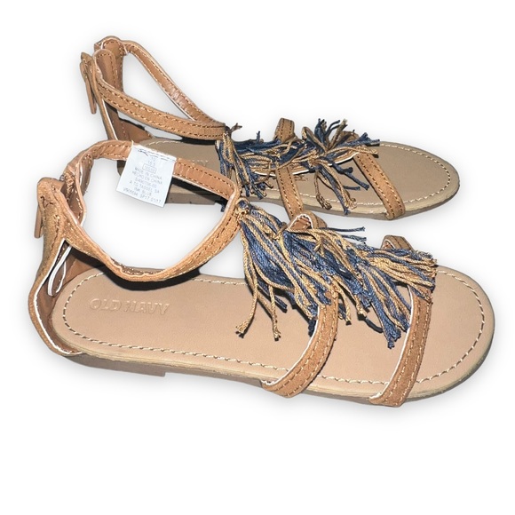 NEW Old Navy Gladiator Style Tassel Sandals Zip up Girl’s Size 10 - Picture 2 of 7